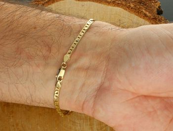 Męska złota bransoletka 375 marina 3,5 mm – 21 cm, pełne ogniwa zapiecie.jpg